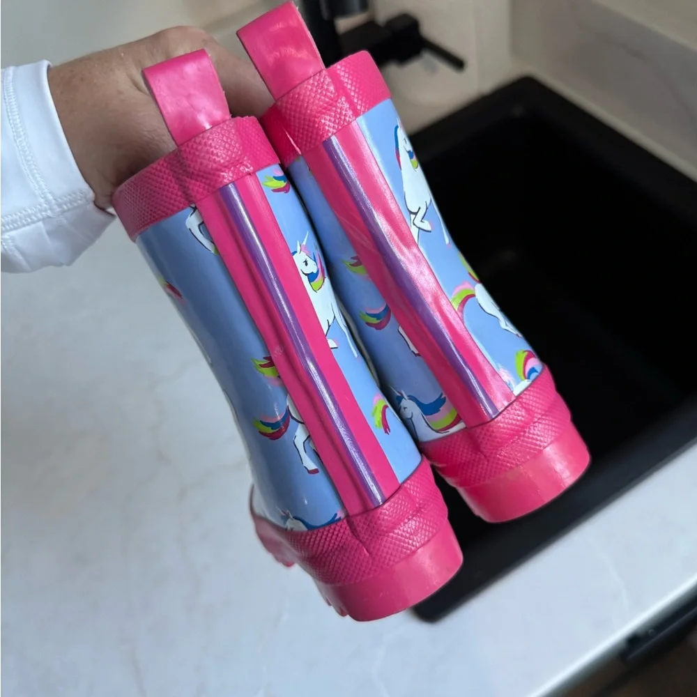 Hatley Pink & Light Blue Unicorn Kids Rain Boots